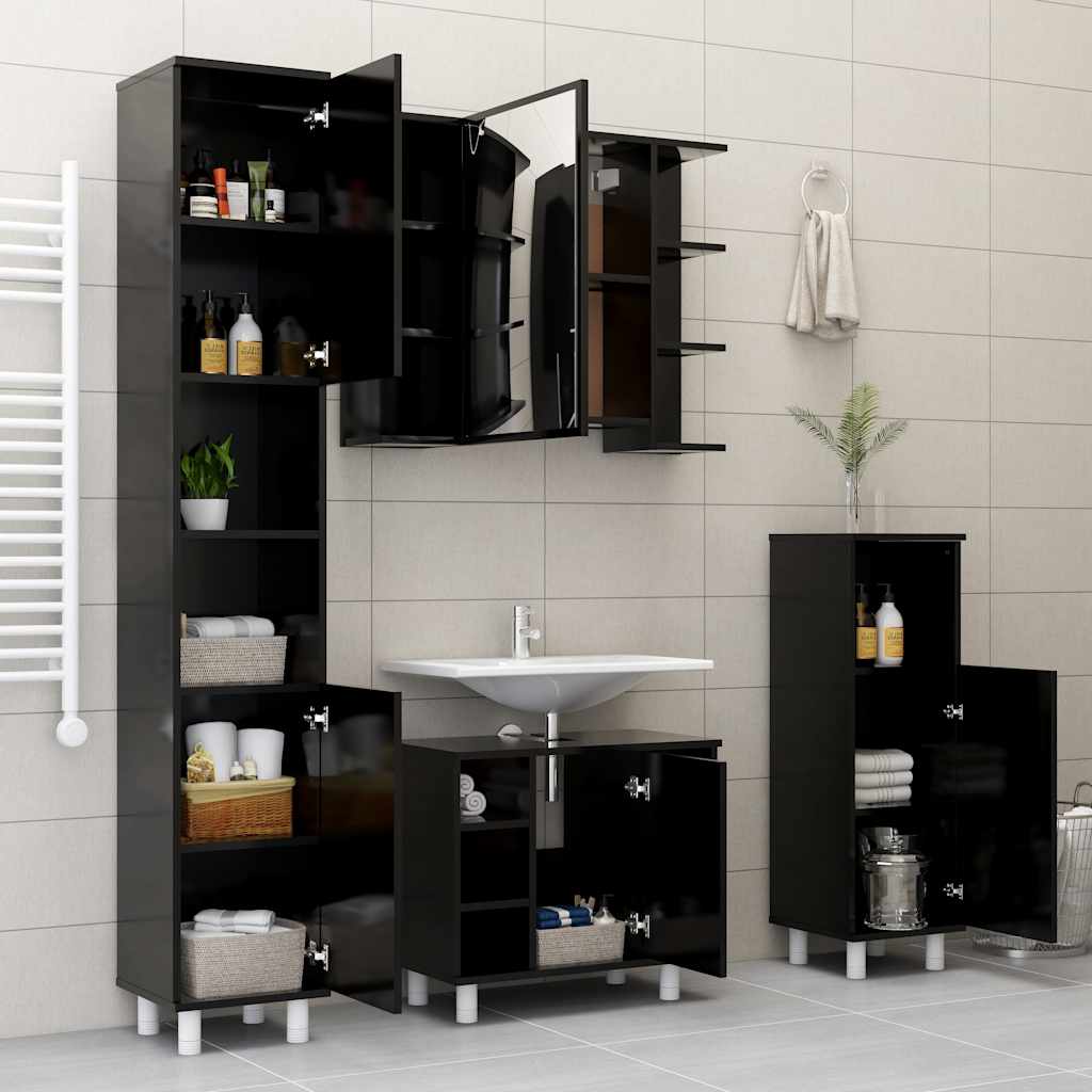 Badezimmerschrank Weiß 30x30x179 cm Holzwerkstoff