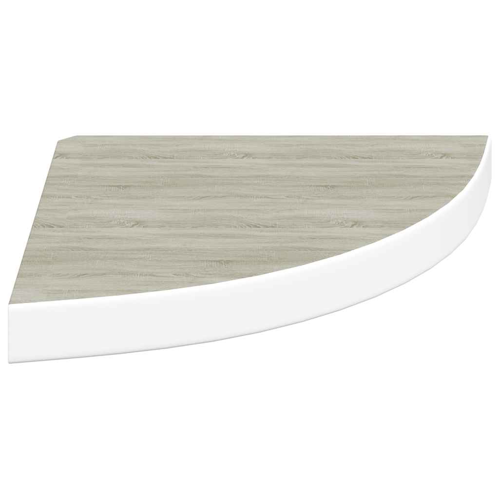Schwebende Eckregale 2 Stk. Hochglanz-Weiß 25x25x3,8 cm MDF