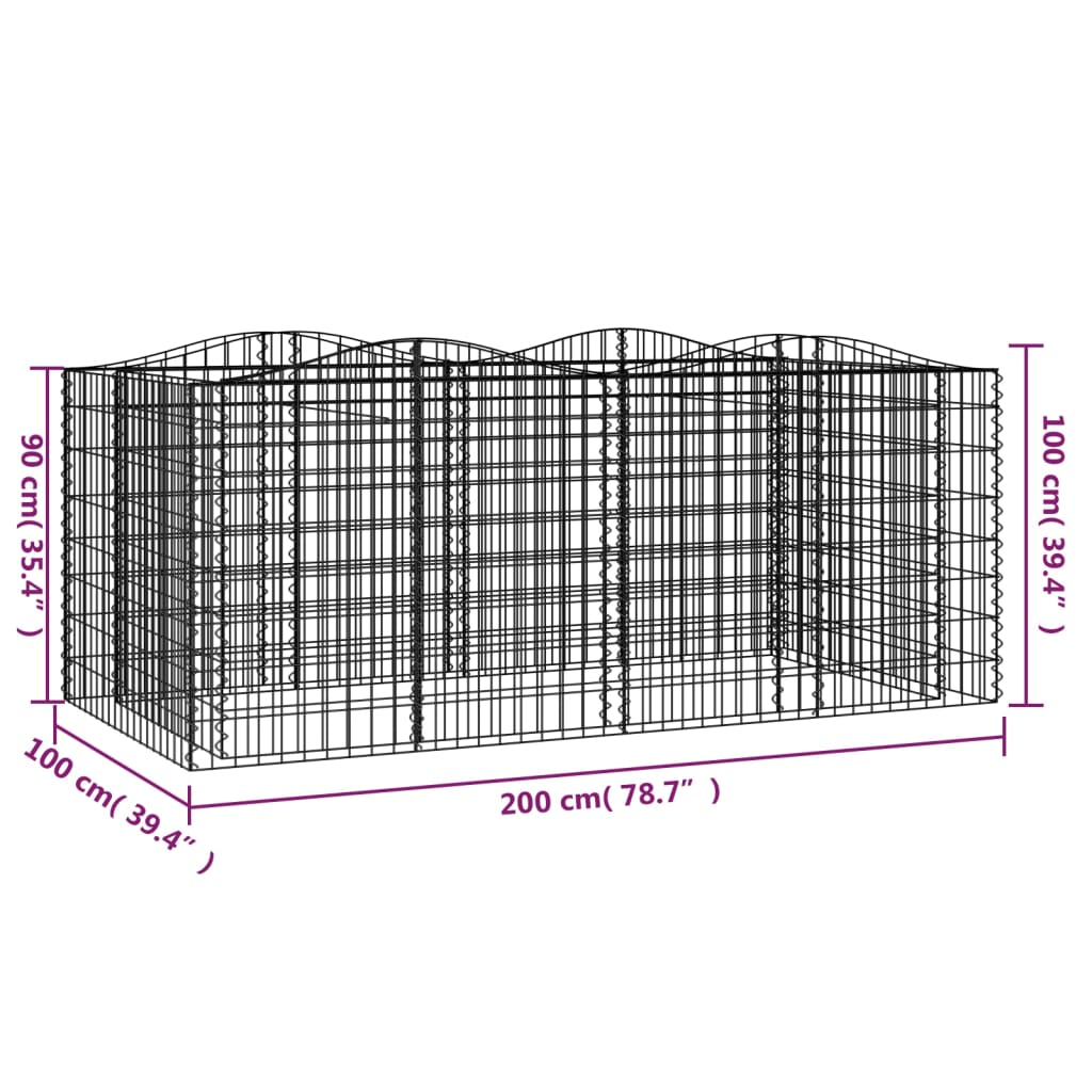 Gabionen-Hochbeet mit Hochbogen 200x50x50 cm Verzinktes Eisen