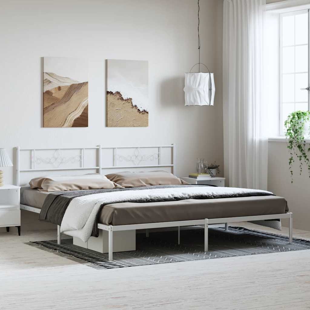 Bettgestell mit Kopfteil Metall Schwarz 100x190 cm