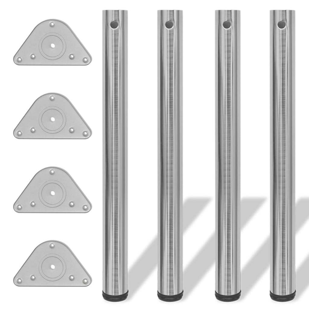 4x höhenverstellbares Tischbein Chrom 710 mm