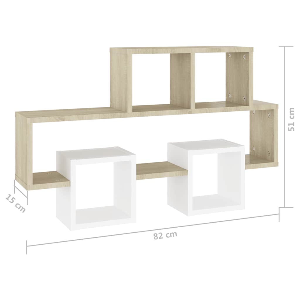 Wandregal in Autoform Weiß 82x15x51 cm Holzwerkstoff