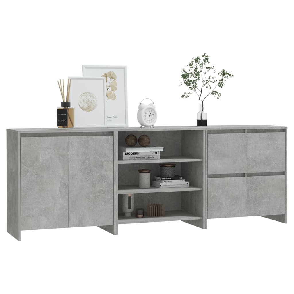 3-tlg. Sideboard Weiß Holzwerkstoff