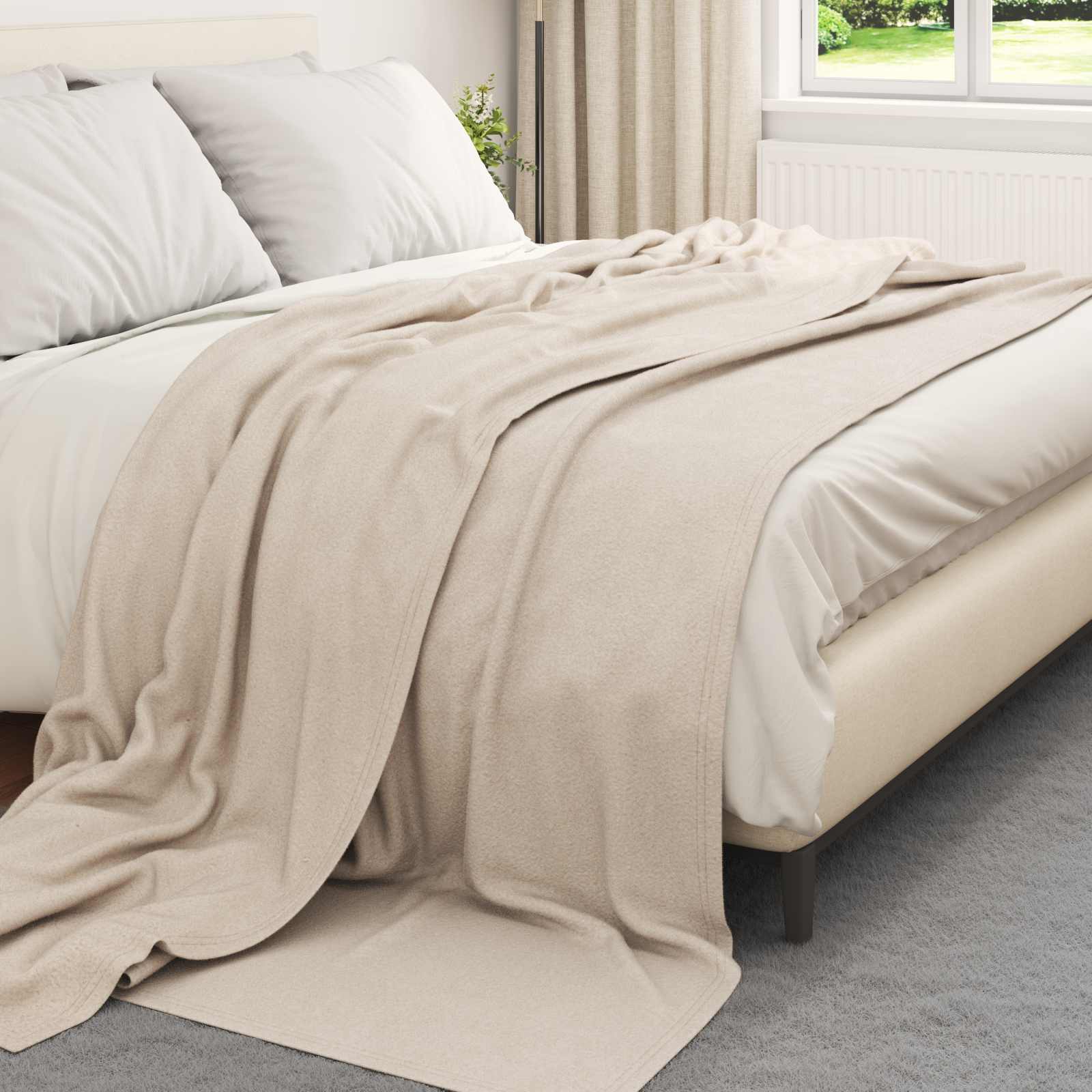 Überwurfdecke Beige 170 x 130 cm Fleece