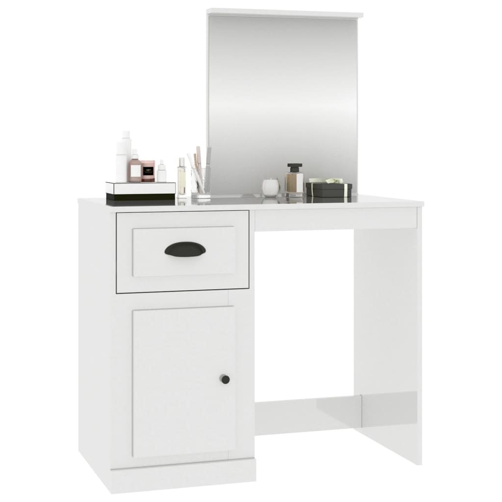 Schminktisch mit Spiegel Weiß 90x50x132,5 cm Holzwerkstoff