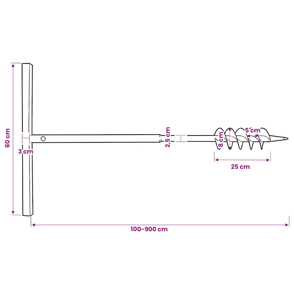 Erdbohrer mit Griff 100 mm Verlängerungsrohr 9 m