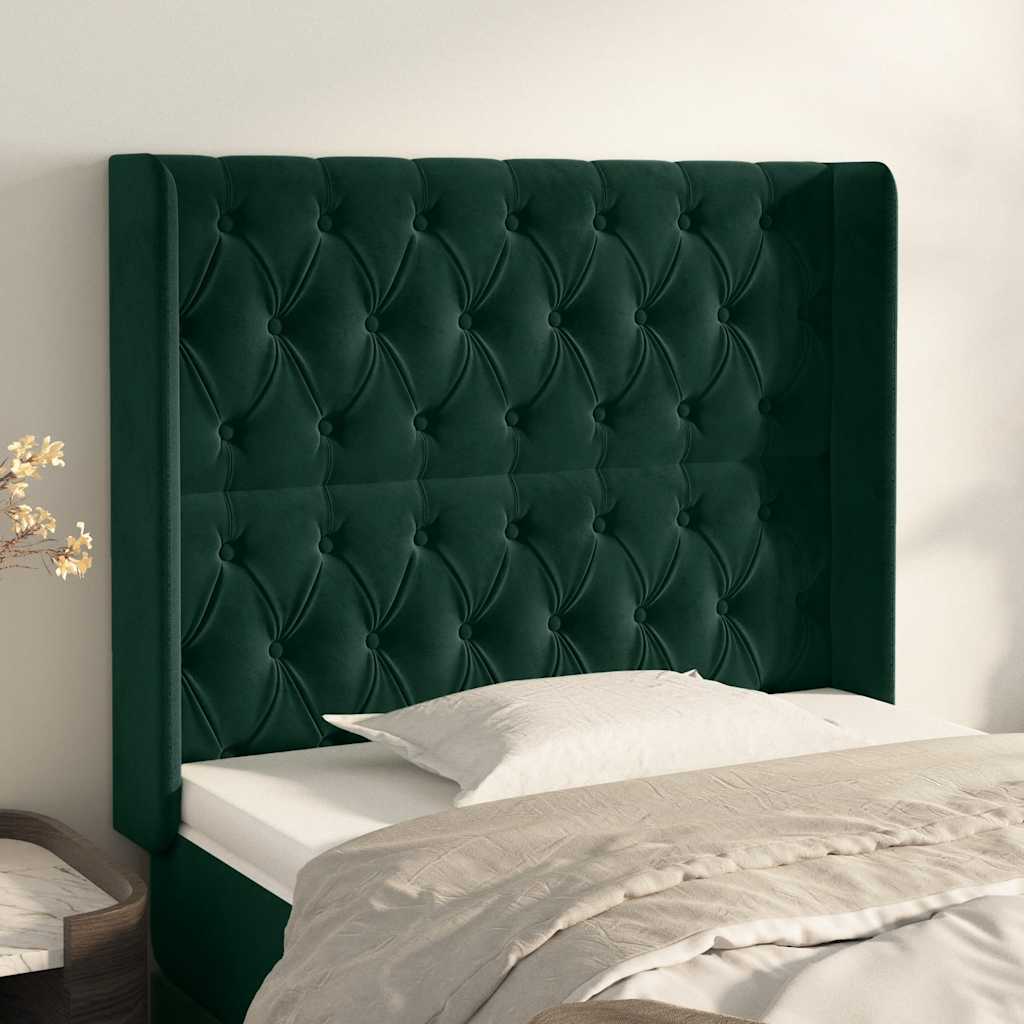 Kopfteil mit Ohren Dunkelblau 93x16x78/88 cm Samt