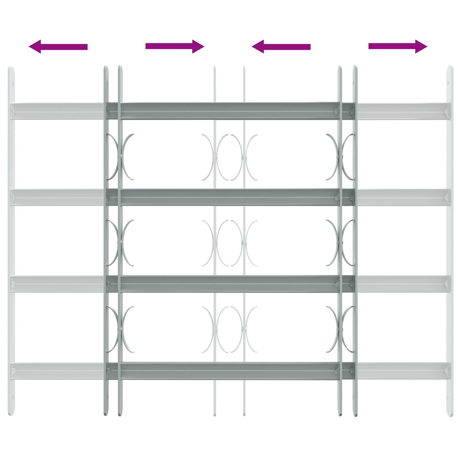 Fenstergitter Verstellbar mit 3 Querstäben 500-650 mm