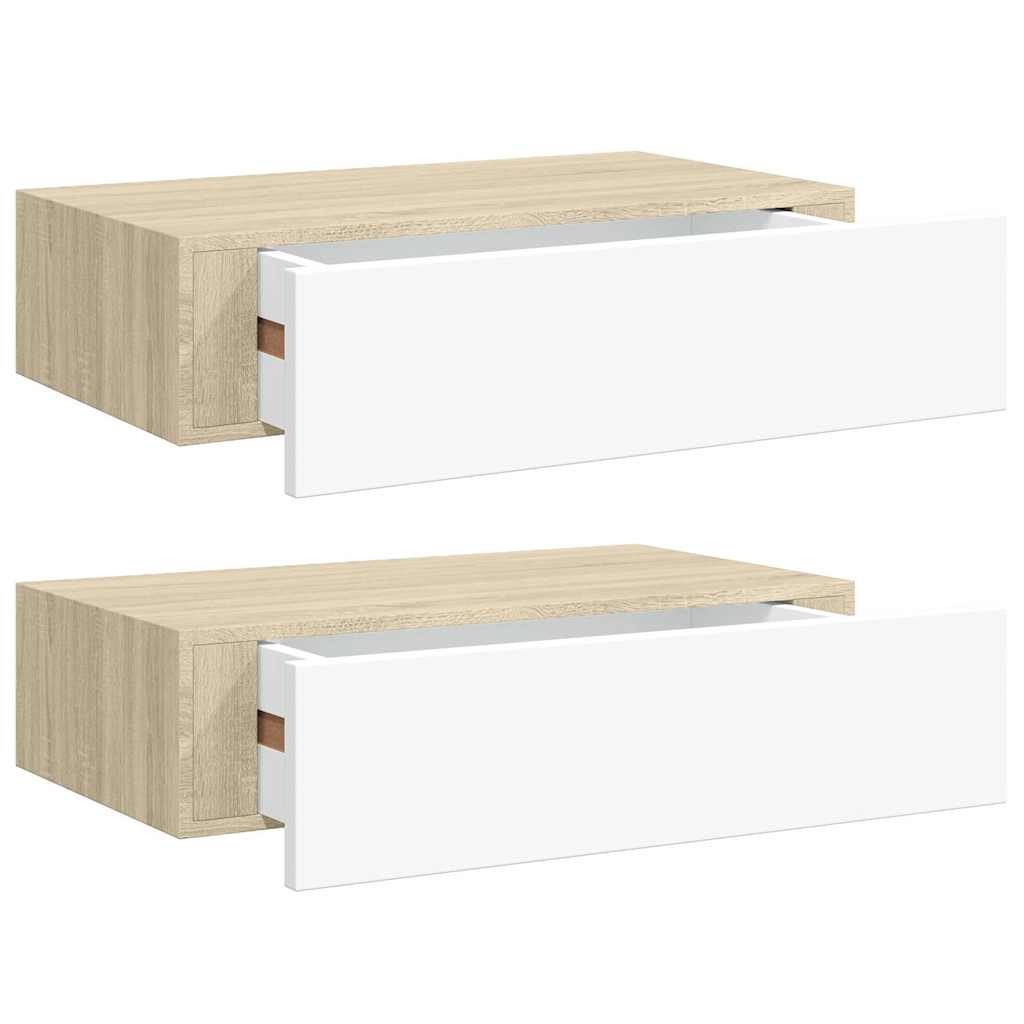 Wandregal mit Schublade Weiß 40x23,5x10 cm MDF