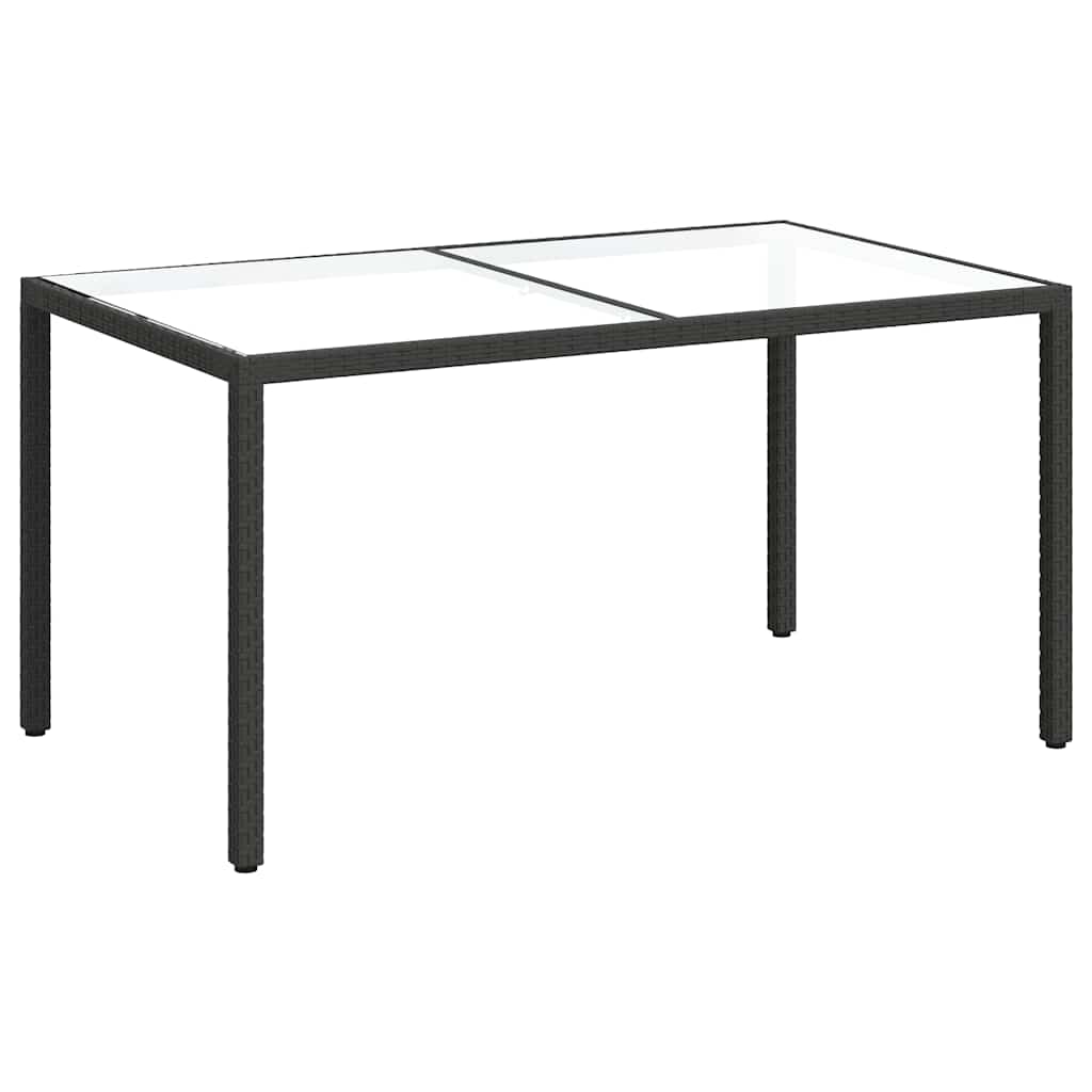 Gartentisch 150x90x75 cm Hartglas und Poly Rattan Grau