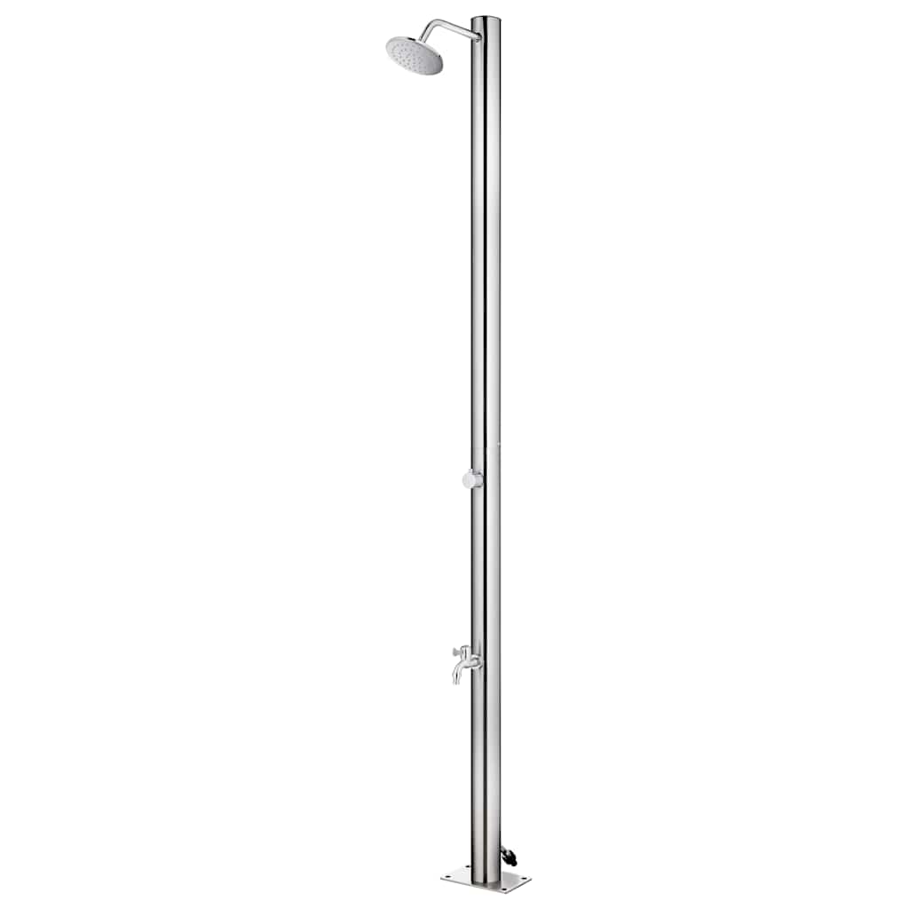 Gartendusche mit Grauer Bodenplatte 220 cm Edelstahl