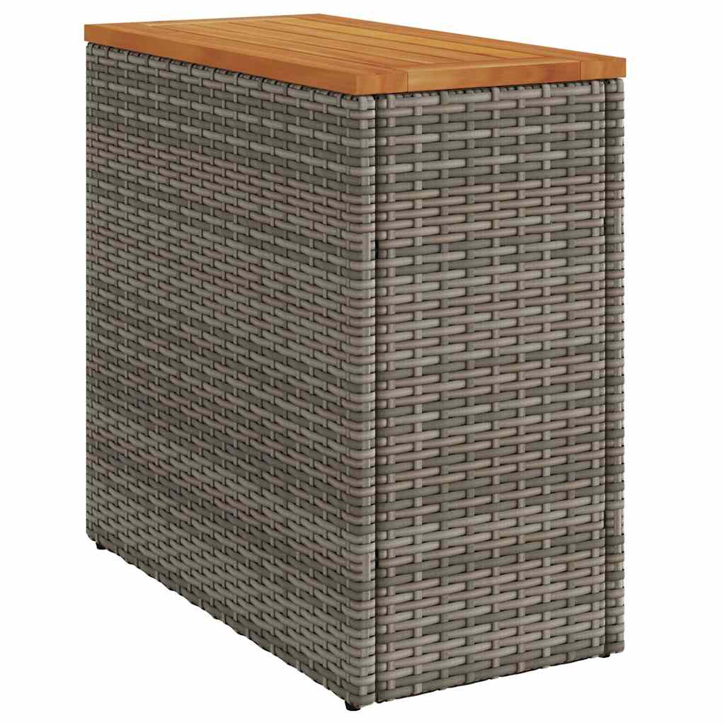 Garten-Beistelltisch mit Glasplatte Schwarz 58x27,5x55cm Rattan
