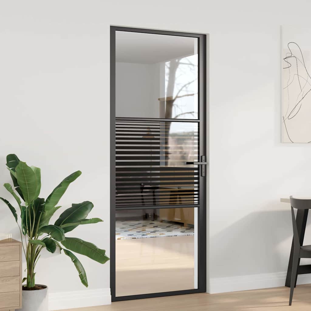 Innentür ESG Glas und Aluminium 76x201,5 cm Schwarz