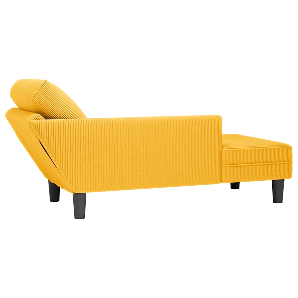 Chaiselongue mit Kissen Hellgrau Cordstoff
