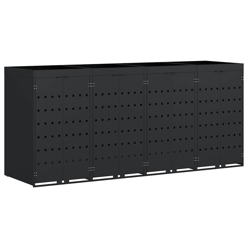Mülltonnenbox für 2 Tonnen Schwarz 138x79x117 cm Stahl