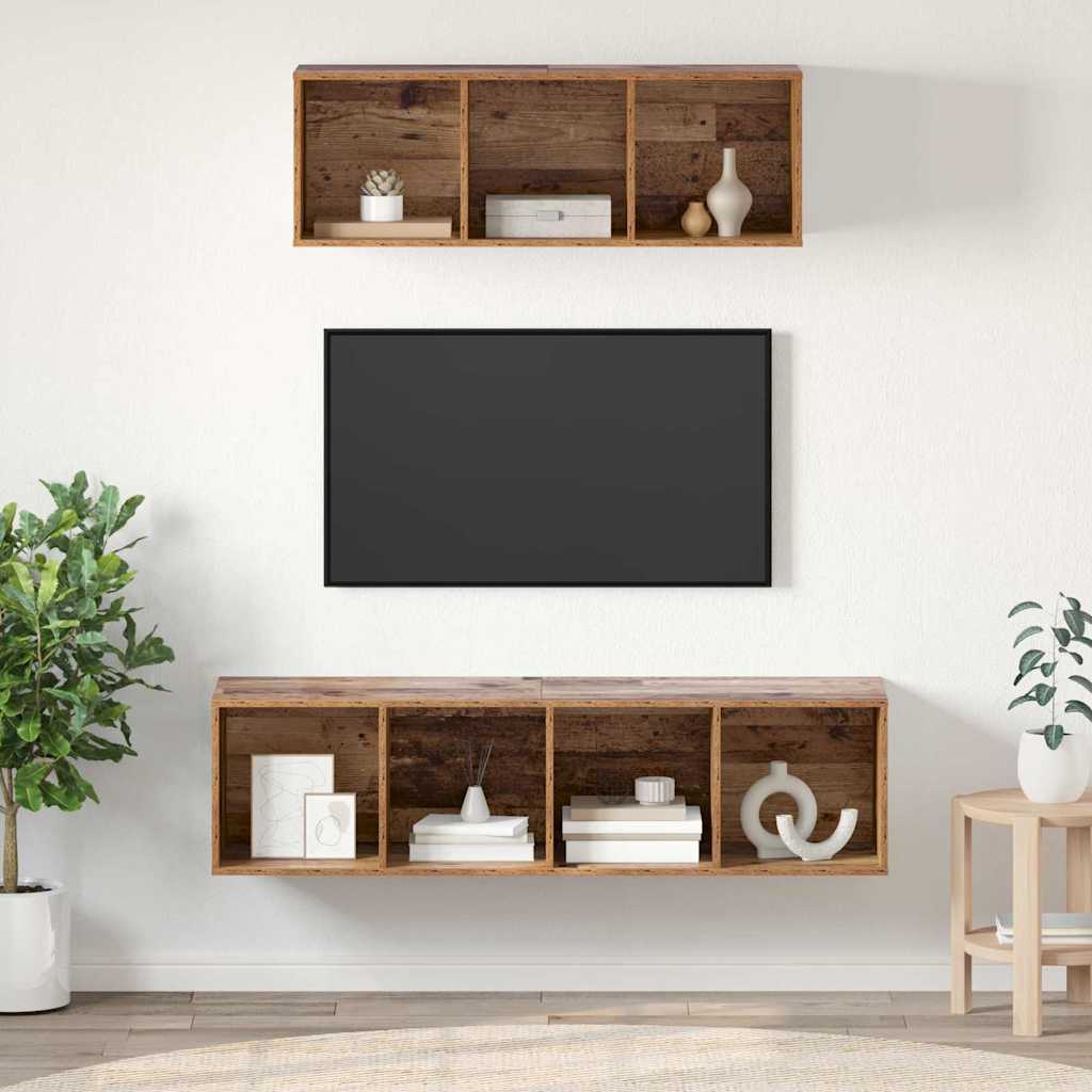 2-tlg. TV-Schrank-Set Weiß Holzwerkstoff