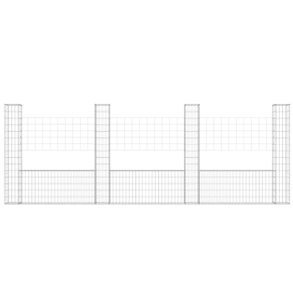Gabionenkorb U-Form mit 2 Säulen Eisen 140x20x150 cm