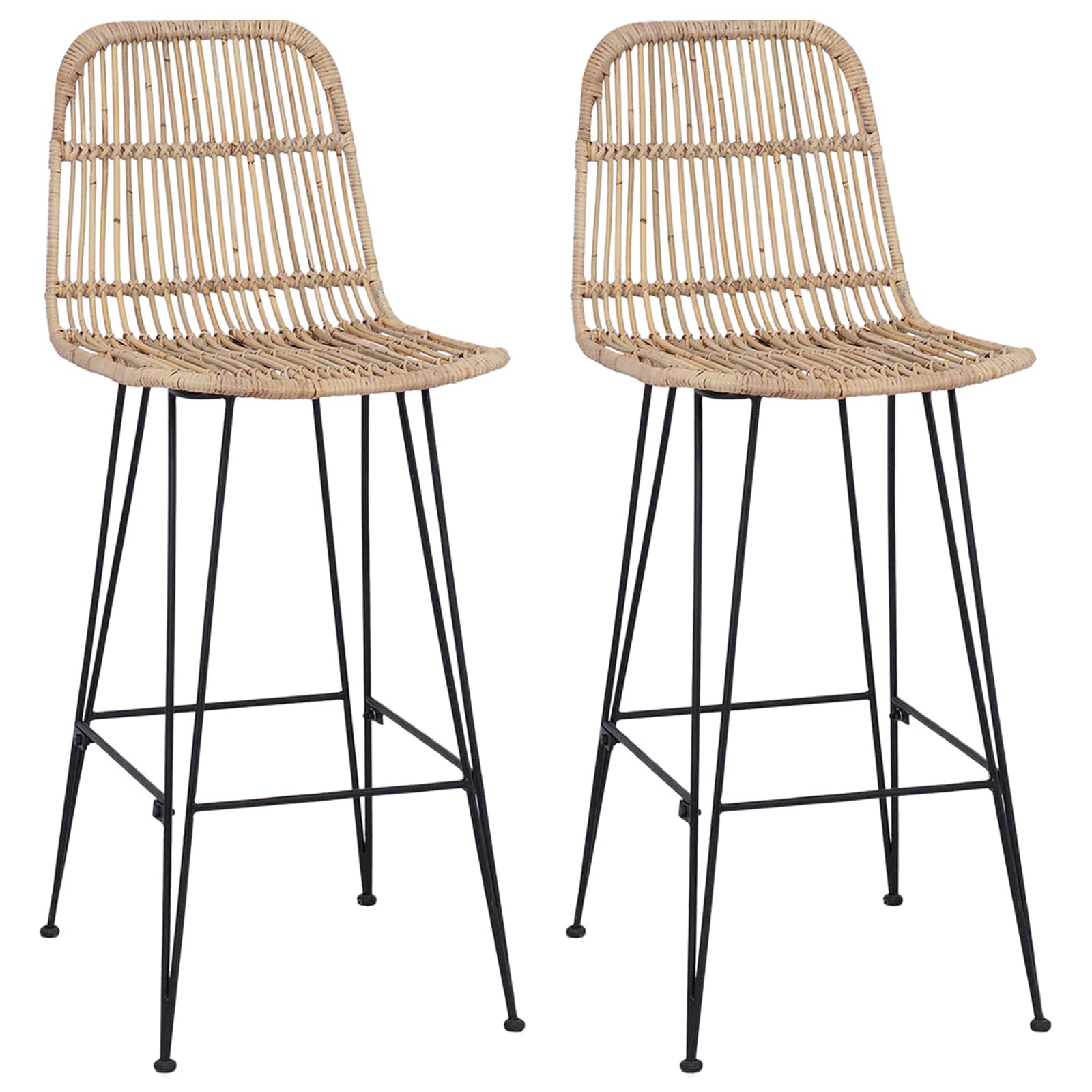 Barhocker 2 pcs Natur 44 x 55 x 109 cm Rattan und Stahl