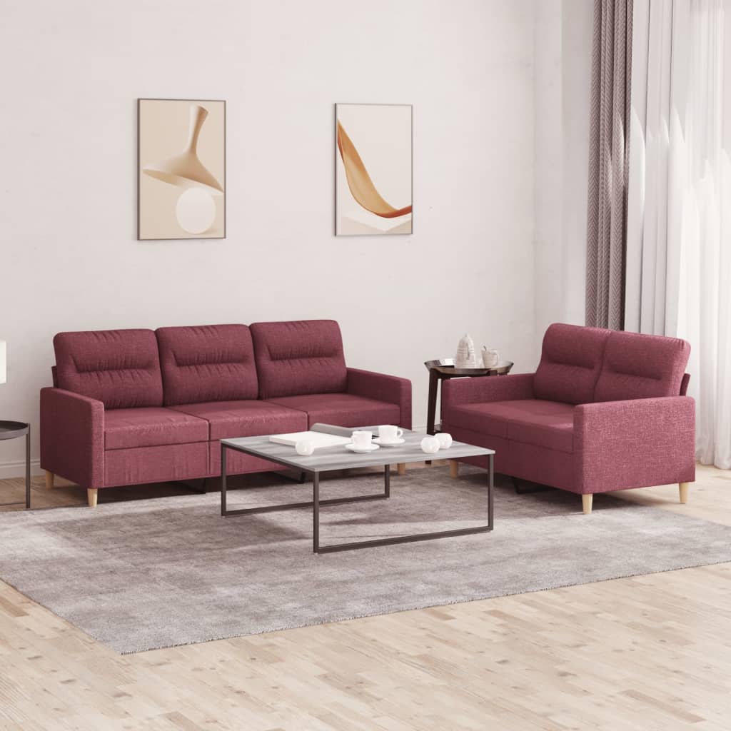 3-tlg. Sofagarnitur mit Kissen Taupe Stoff
