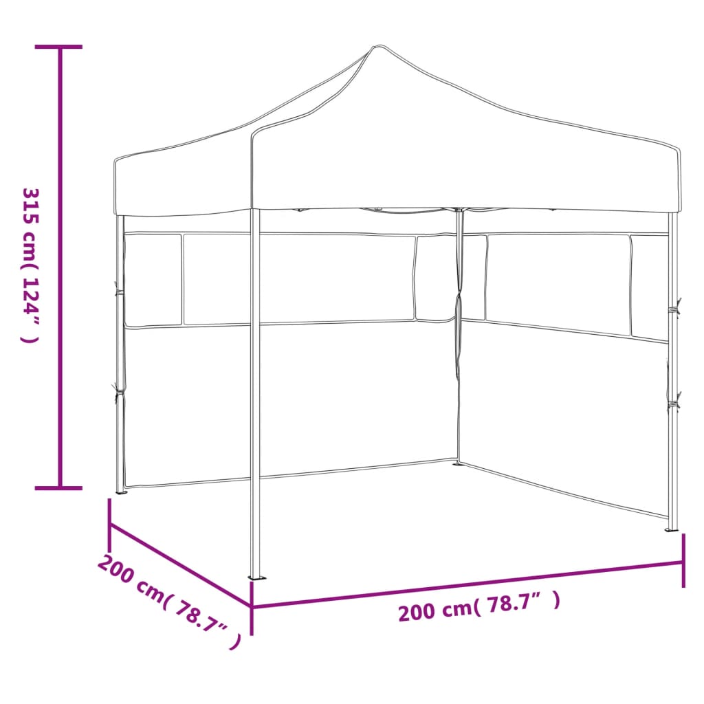 Partyzelt Faltbar Pop-Up Schwarz 200x200x306 cm