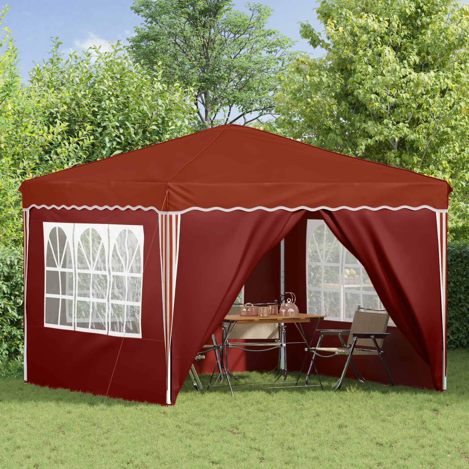 Pop-up Partyzelt 288 x 288 x 245 cm Creme Oxford-Stoff