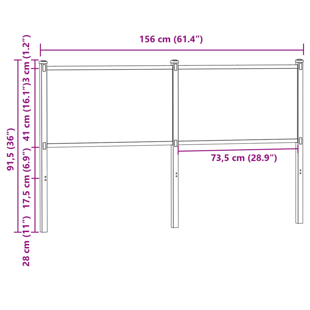 Ersatz-Kopfteil Räuchereiche 75 cm Holzwerkstoff und Stahl