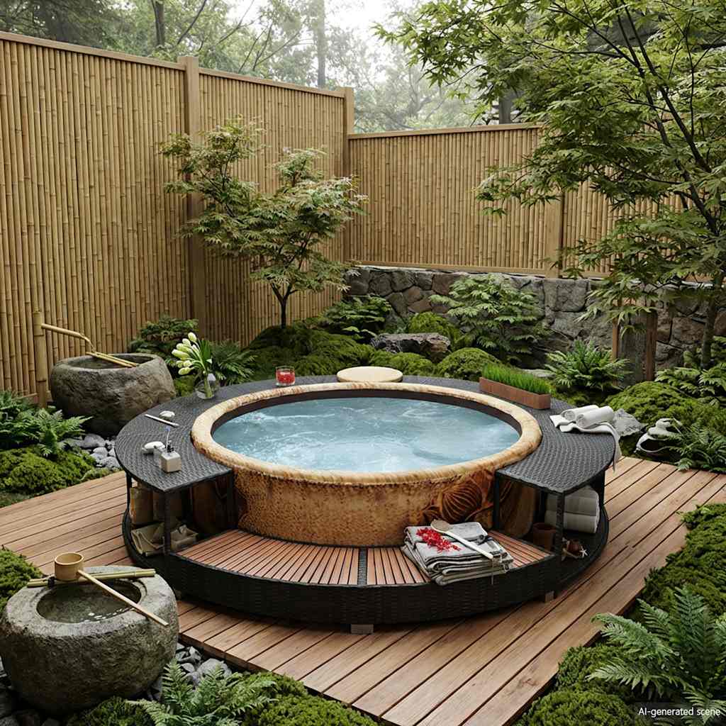 Whirlpool-Umrandung Grau Poly Rattan