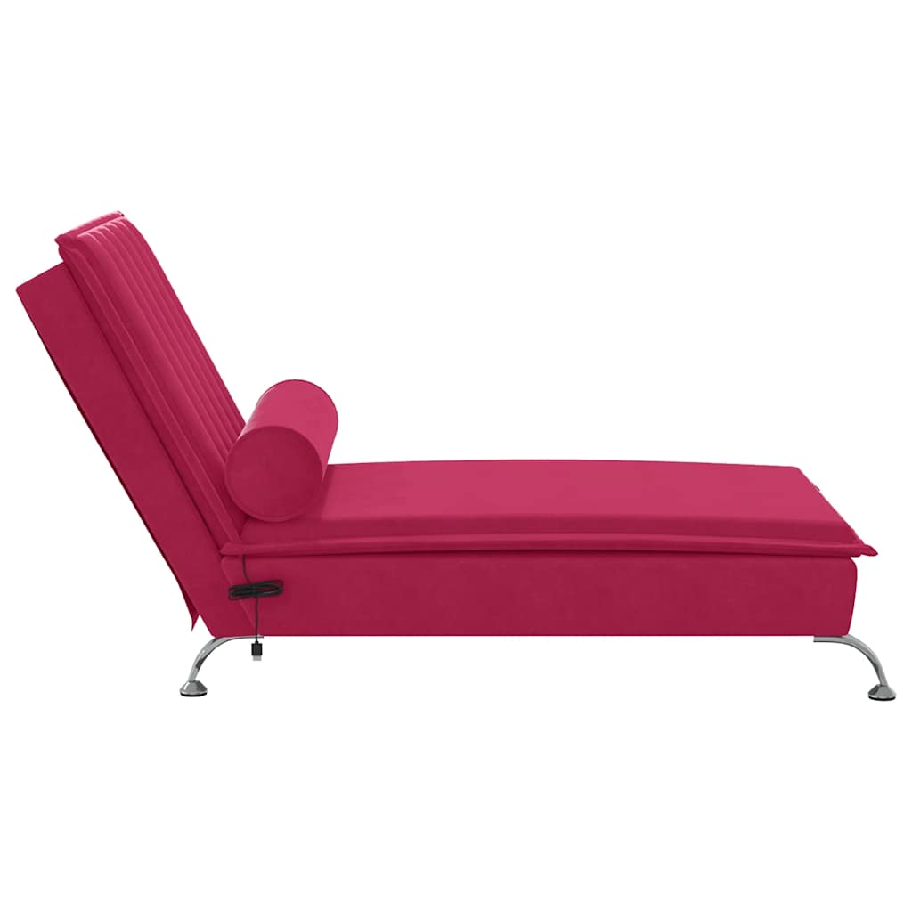 Massage-Chaiselongue mit Nackenrolle Hellgrau Samt