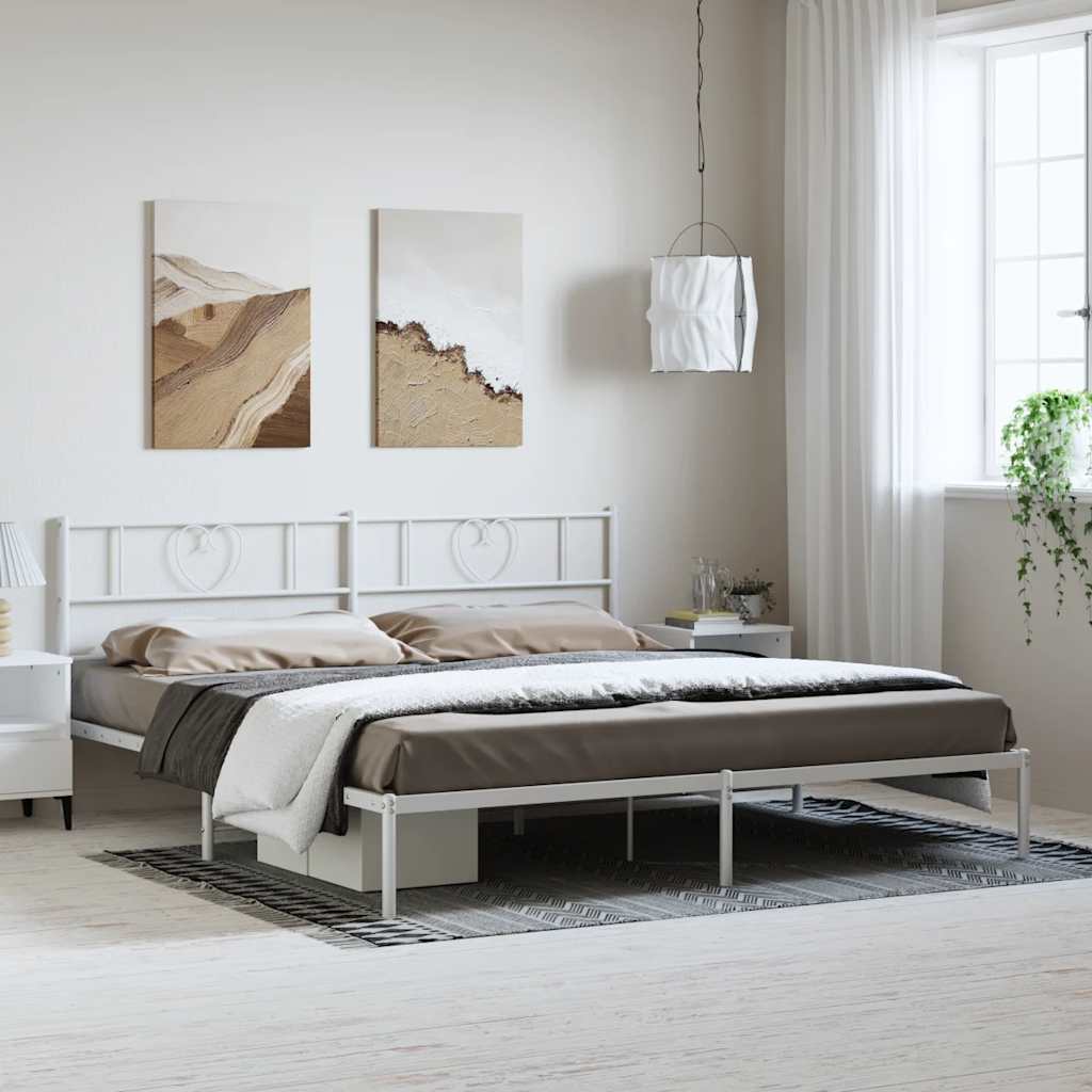 Bettgestell mit Kopfteil Metall Schwarz 100x190 cm
