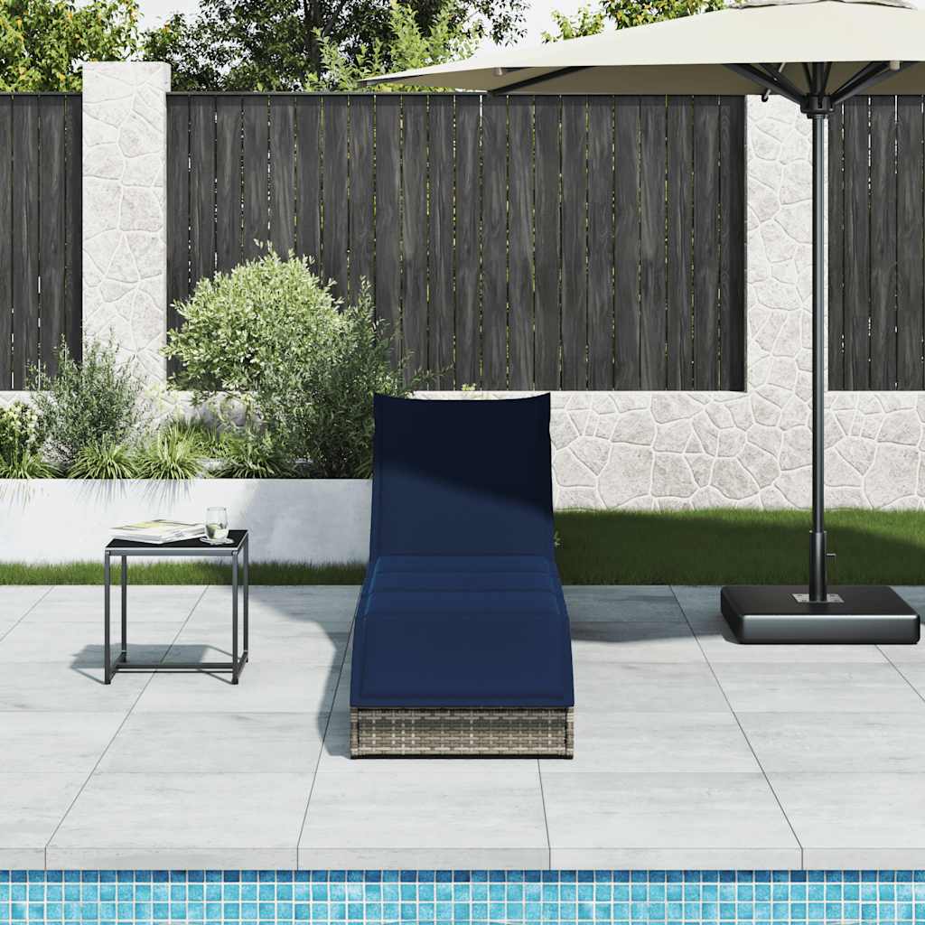 Klappliege mit Auflage und Stauraum Schwarz Poly-Rattan