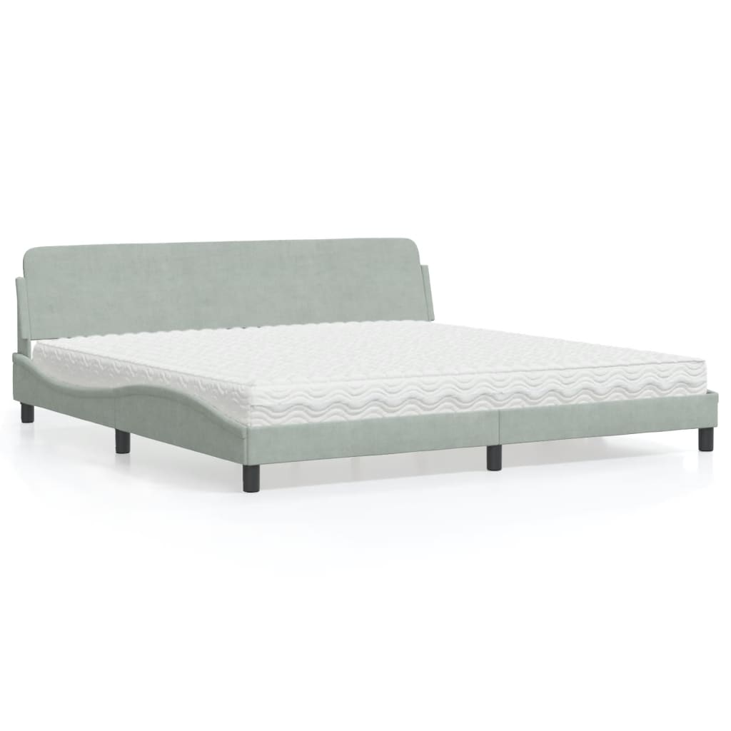 Bett mit Matratze "Dover" Hellgrau 80x200 cm Samt