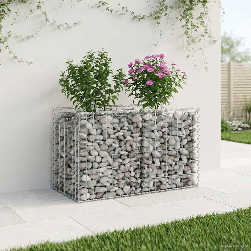 Gabionen-Hochbeet 2 pcs Silber