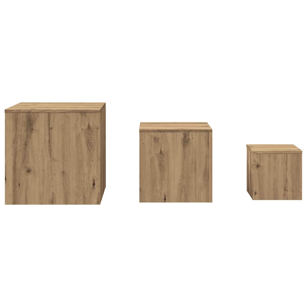 Beistelltische 3 Stk. Weiß Holzwerkstoff