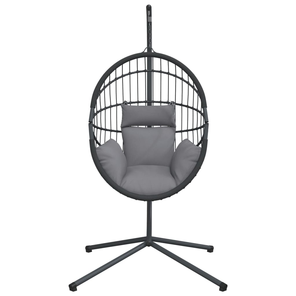 Hängesessel Ei-Design mit Ständer Anthrazit Rattan und Stahl