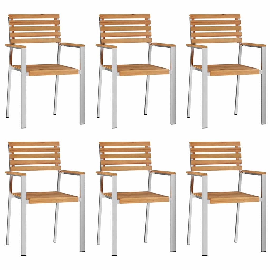 Gartenstuhl 6 pcs Massives Akazienholz und Edelstahl