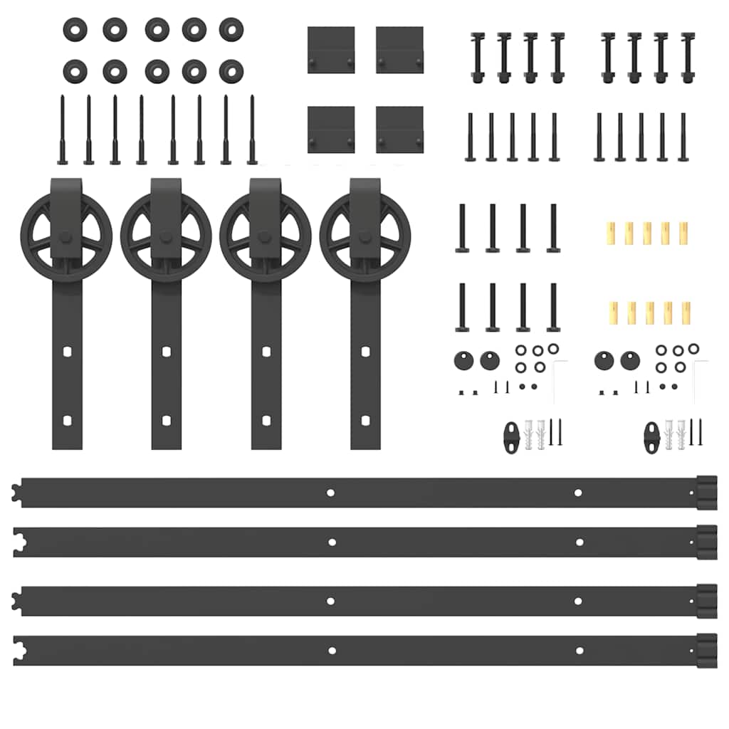 Schiebetürbeschlag-Set 366 cm Stahl Schwarz