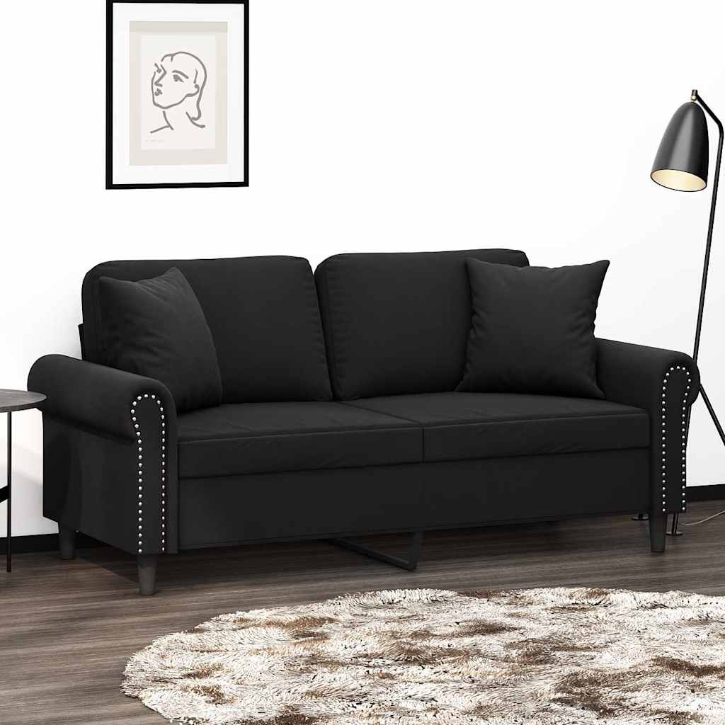 2-Sitzer-Sofa mit Zierkissen Dunkelgrün 120 cm Samt