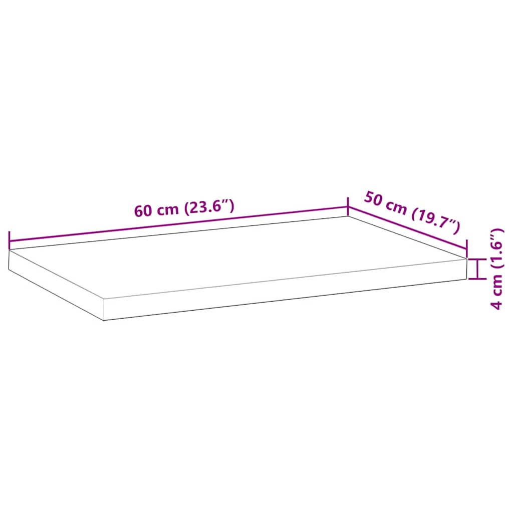 Schreibtischplatte Unbehandelt 60x50x2 cm Massivholz Akazie