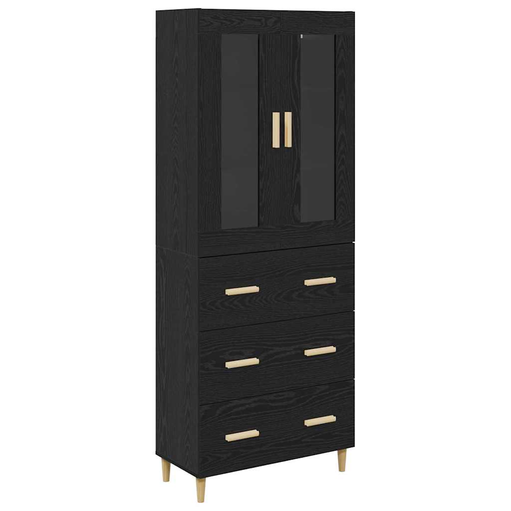 Highboard Altholz 69,5 x 34 x 180 cm Engineered Wood und Glas