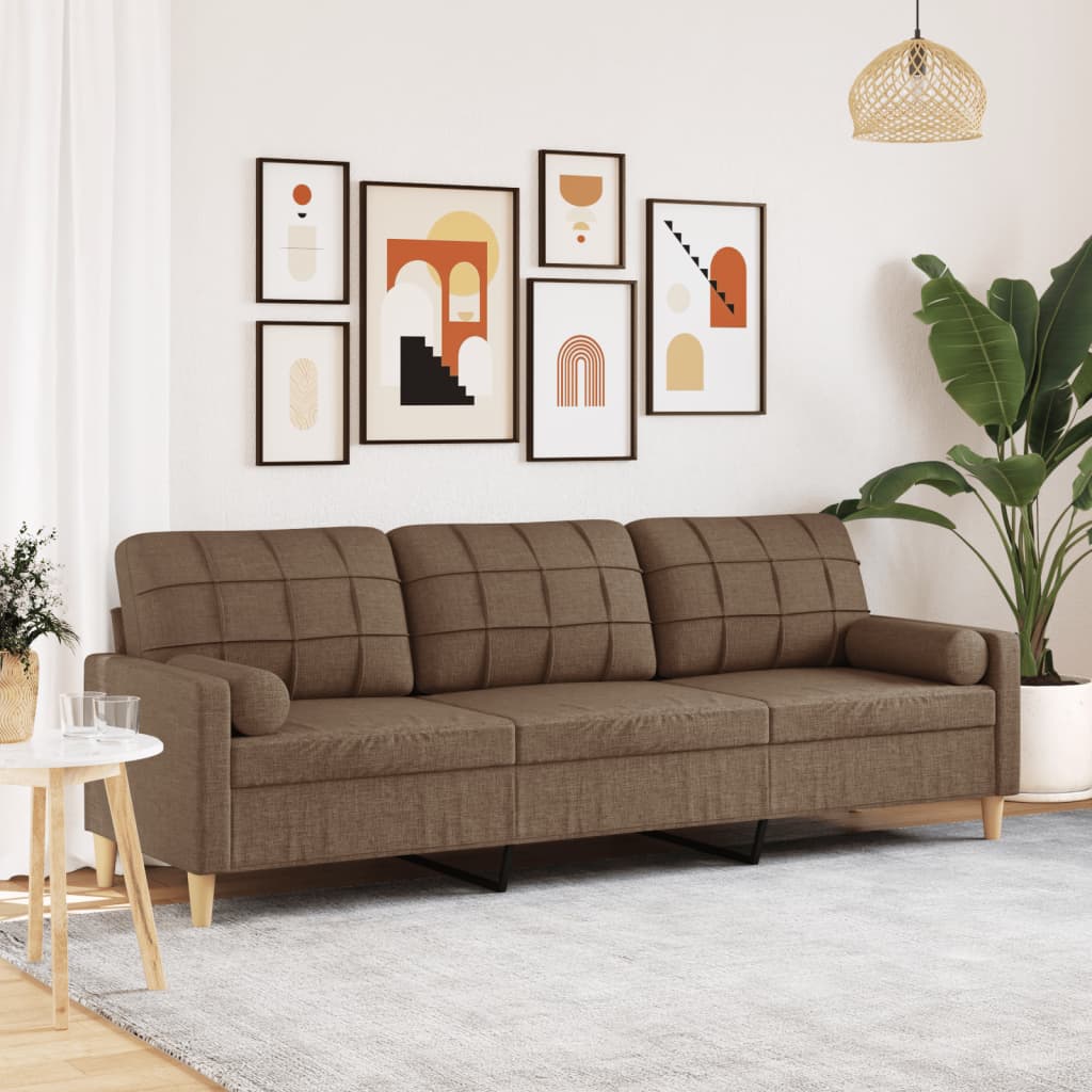 2-Sitzer-Sofa mit Zierkissen Braun 120 cm Stoff