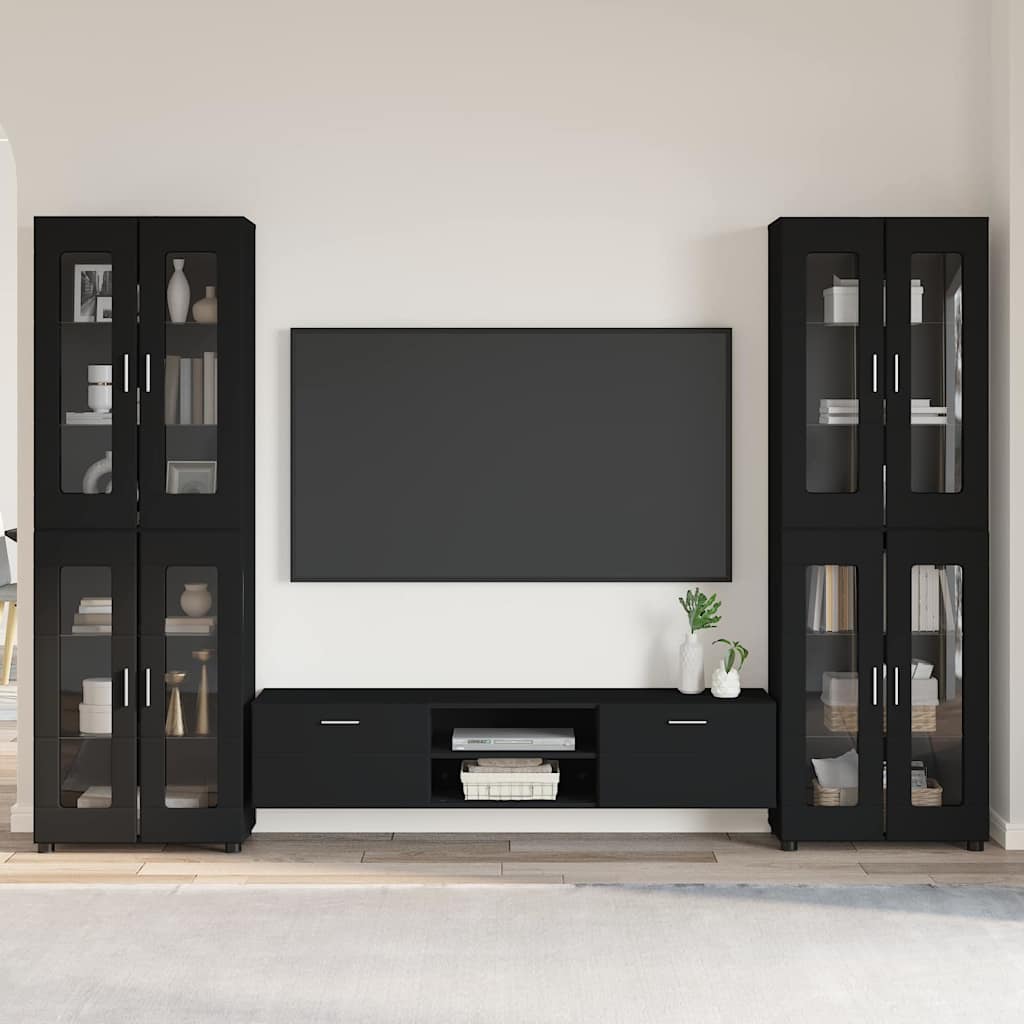 Highboard mit Regal FLORIN Weiß 60 x 35 x 182 cm Holzwerkstoff