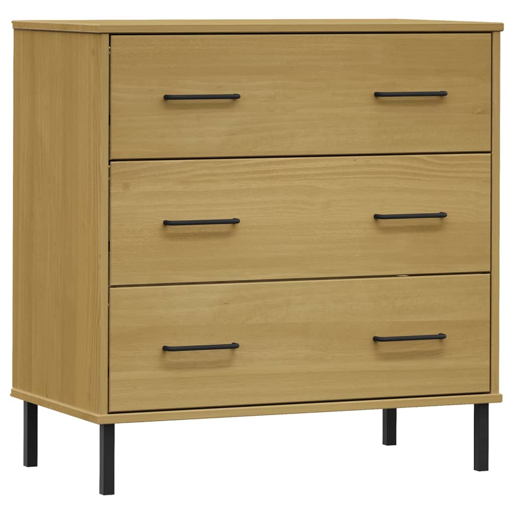 Sideboard OSLO mit 3 Schubladen Grau 77x40x79,5 cm Massivholz
