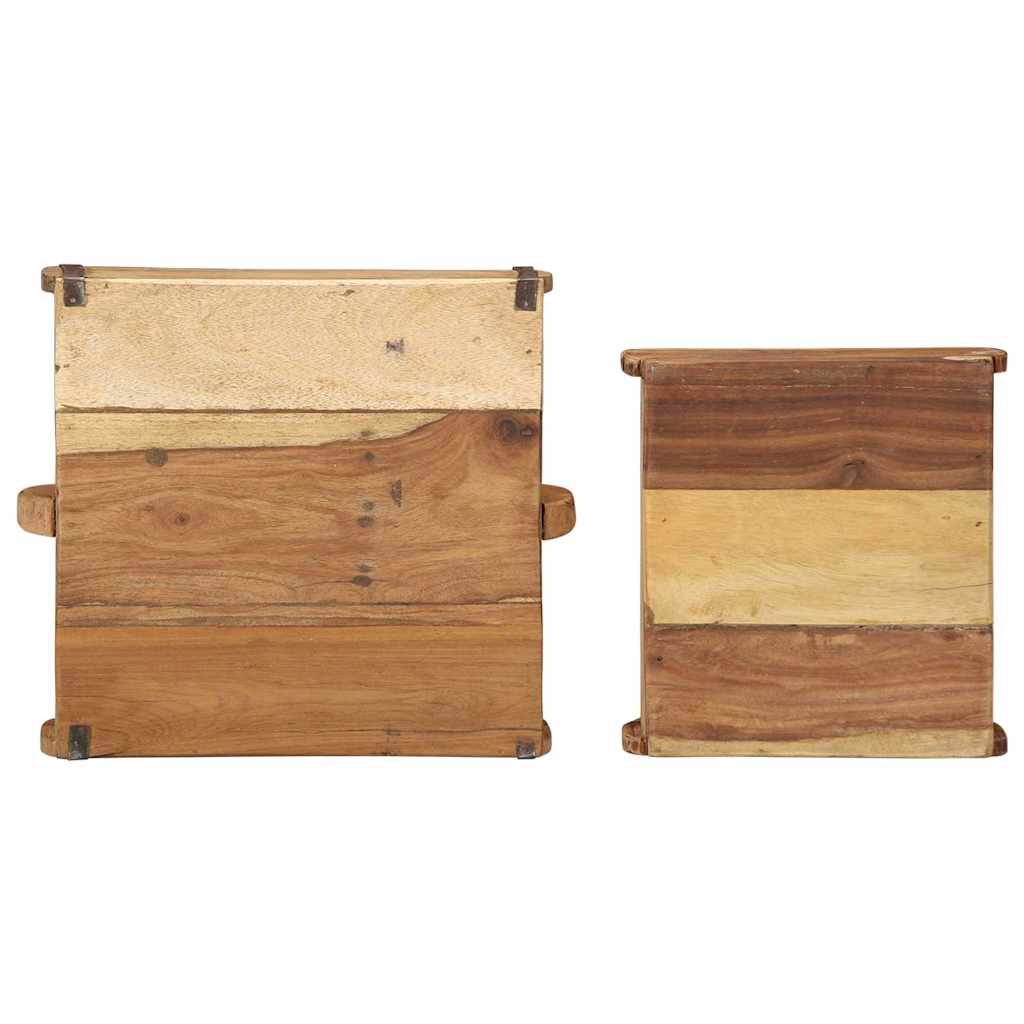 Tablett Braun 30 x 15 x 9 cm Massives upgecyceltes Holz