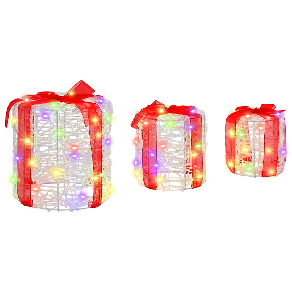 Geschenkbox Dekoration 3 pcs Warmweiß 20 x 20 x 21 cm Acryl