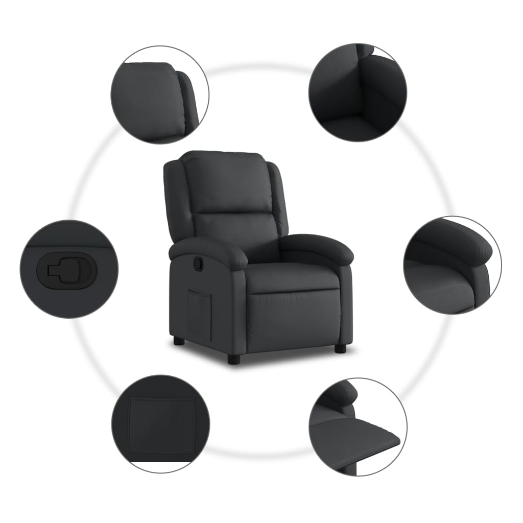 Relaxsessel Echtleder Schwarz