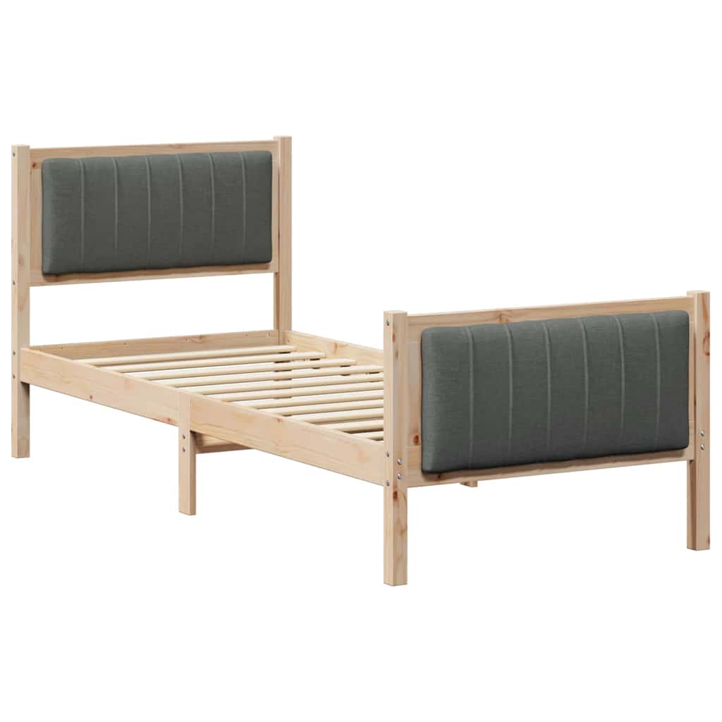 Bettgestell Braun und hellgrau 200 x 200 cm Massivholz Kiefer