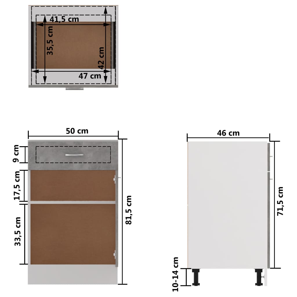 Unterschrank Lyon Weiß 60x46x81,5 cm Holzwerkstoff