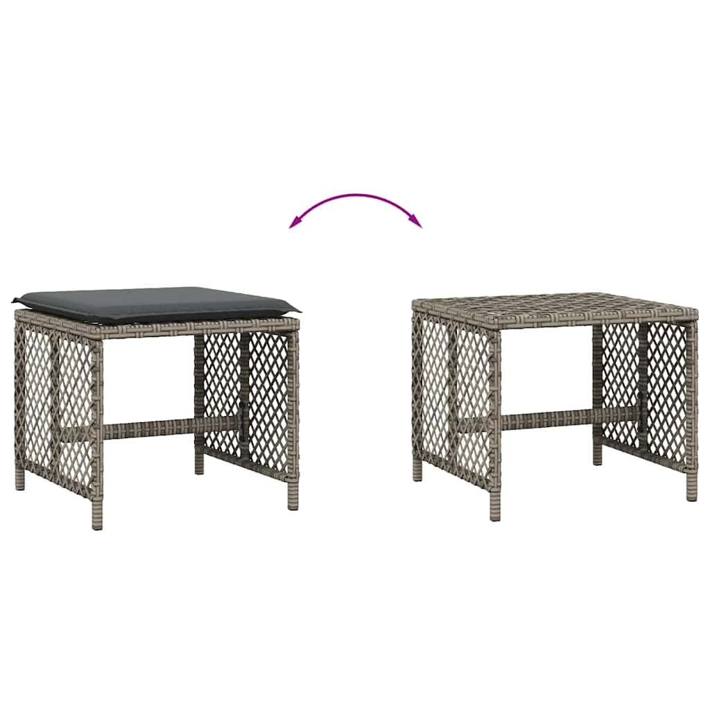 Gartenhocker mit Kissen 4 Stk. Schwarz 41x41x36 cm Poly Rattan