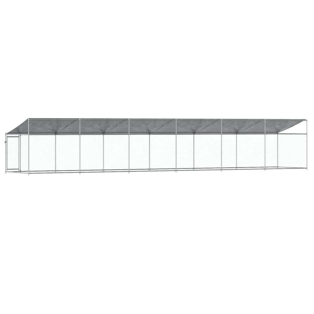 Hundezwinger mit Dach und Tür Grau 2x2x2 m Verzinkter Stahl