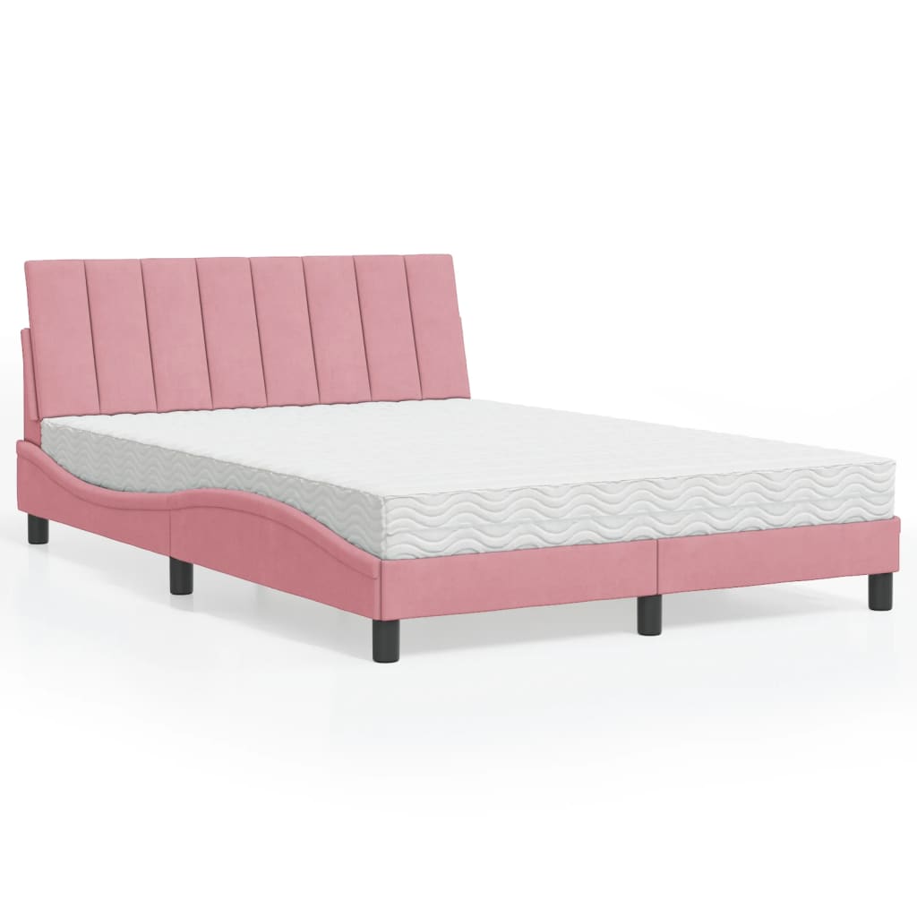 Bett mit Matratze "Hanko" Hellgrau 80x200 cm Samt